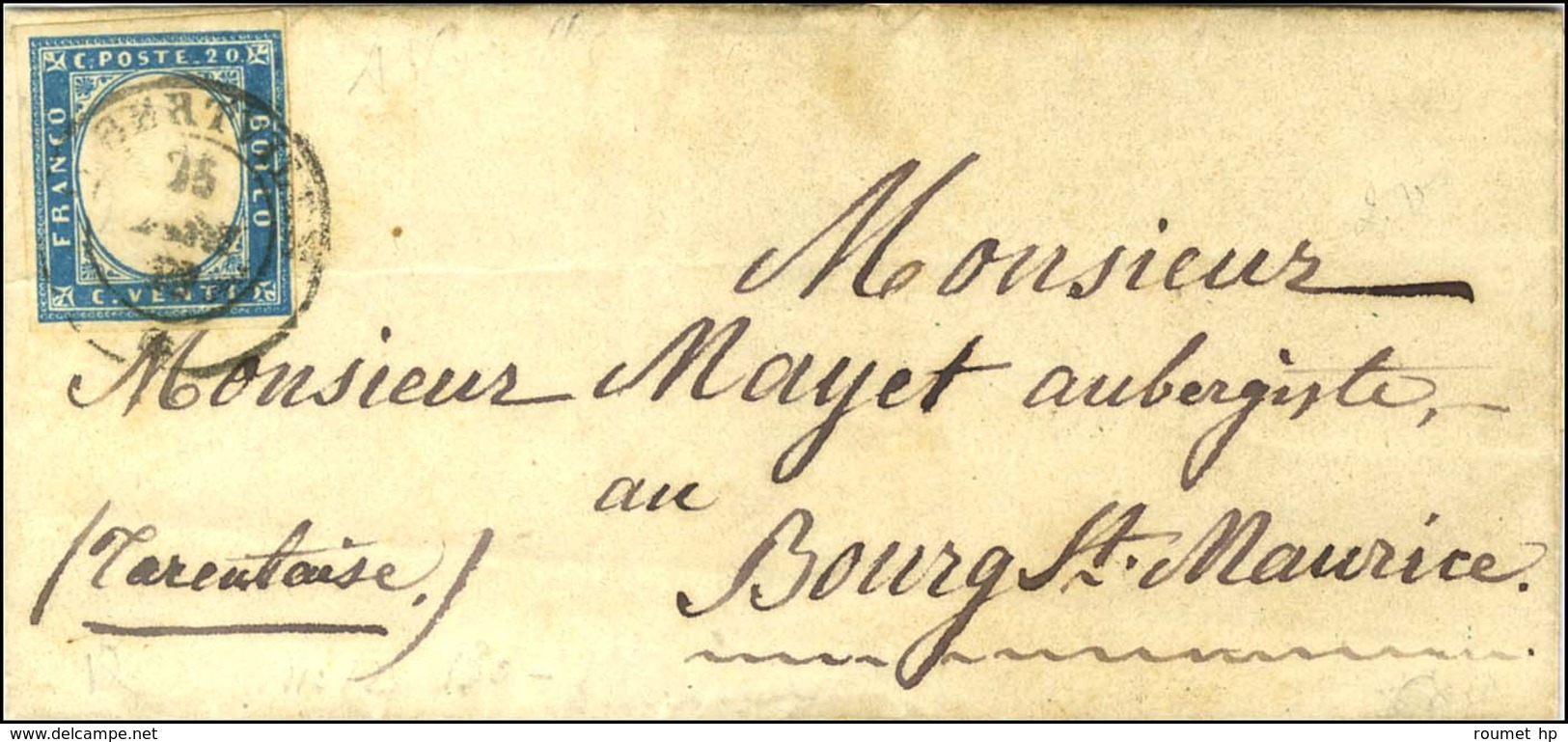 Càd ALBERTVILLE / * / Sardaigne N° 12 Bleu Clair Sur Lettre Pour Bourg Saint Maurice. 1857. - TB. - 1849-1876: Periodo Classico