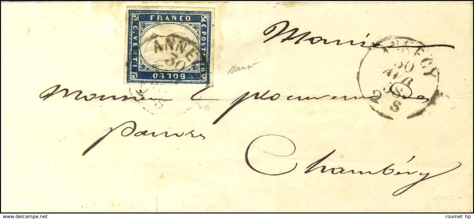 Càd ANNECY / Sardaigne N° 12 Sur Lettre Pour Chambéry. 1858. - TB. - 1849-1876: Klassik