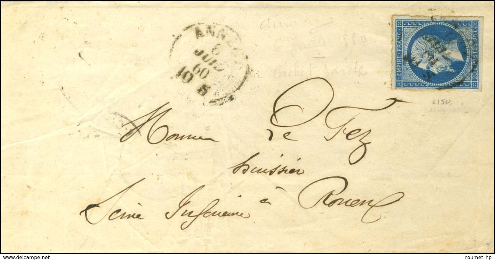 Càd ANNECY / N° 14 Sur Lettre Pour Rouen. 1860. - TB. - 1849-1876: Periodo Classico