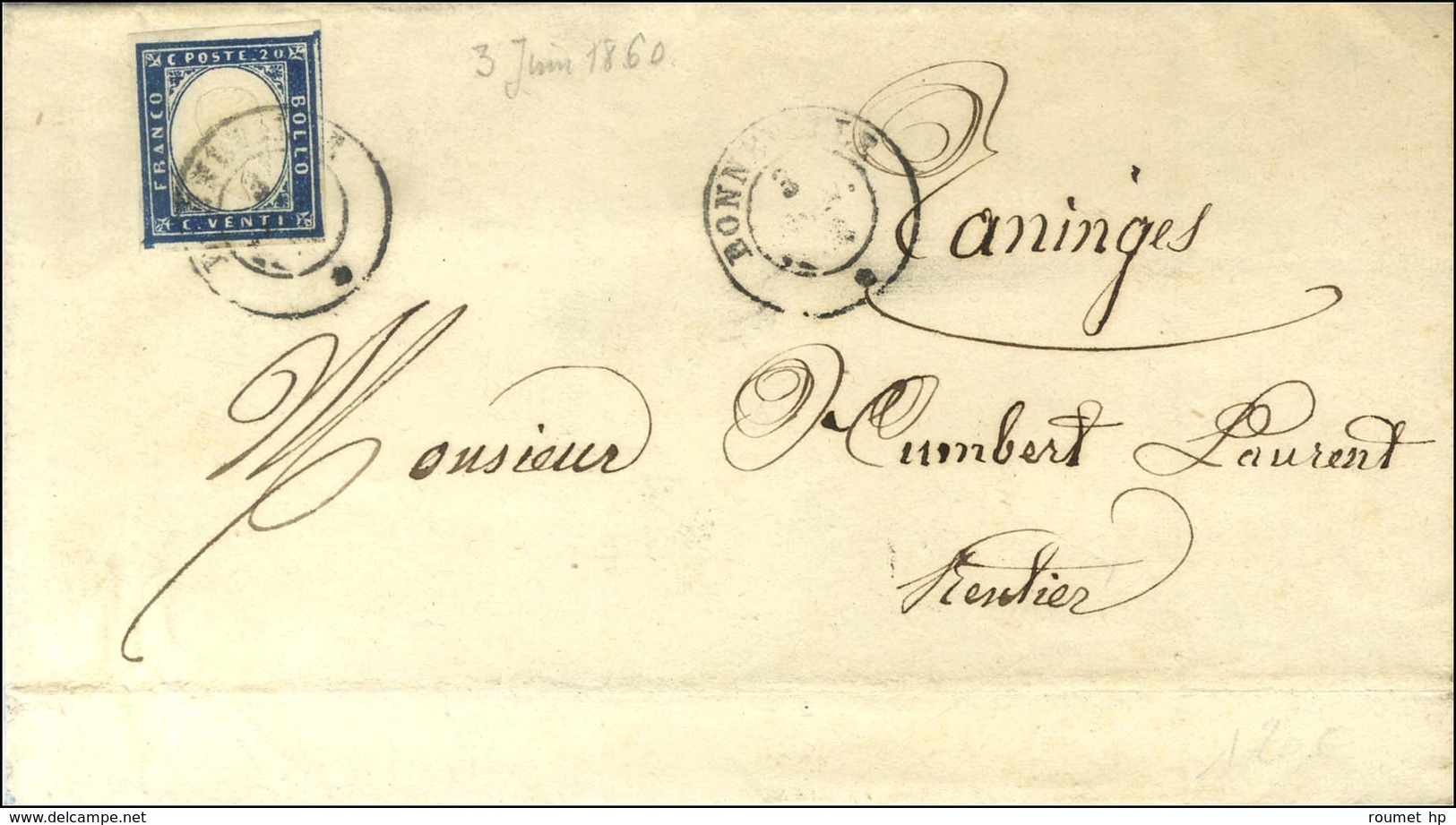 Càd BONNEVILLE / * / Sardaigne N° 12 Sur Lettre Pour Taninges. 1860. - TB. - 1849-1876: Periodo Classico