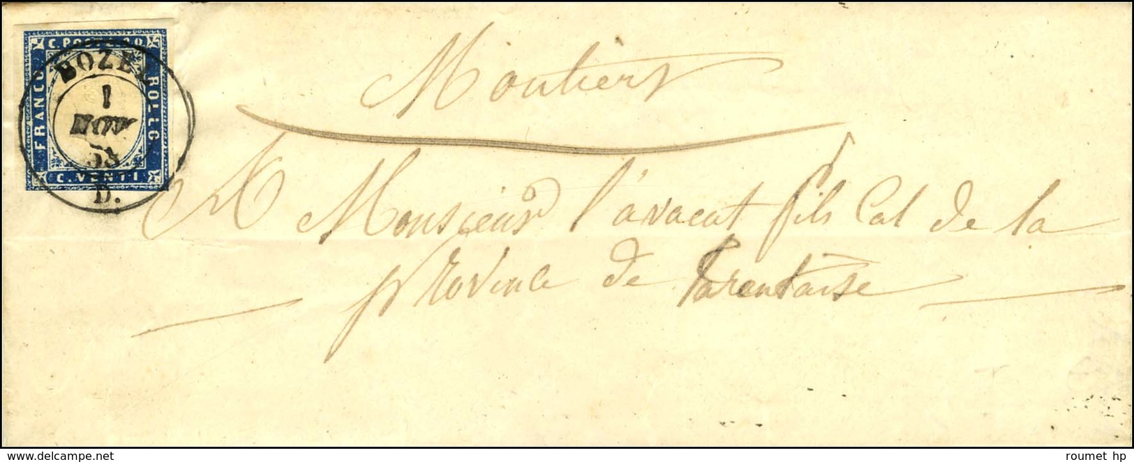 Càd BOZEL / * / Sardaigne N° 12 Sur Lettre Pour Moutiers. 1858. - TB / SUP. - R. - 1849-1876: Periodo Classico
