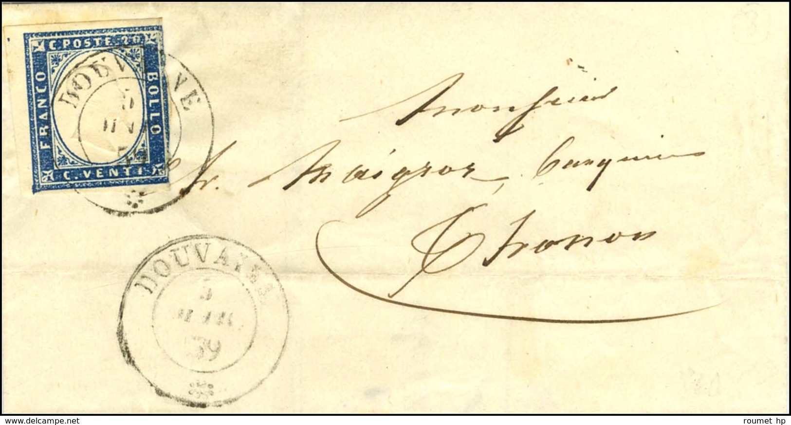 Càd DOUVAINE / * / Sardaigne N° 12 (infime Def) Sur Lettre Pour Thonon. 1859. - TB. - R. - 1849-1876: Période Classique