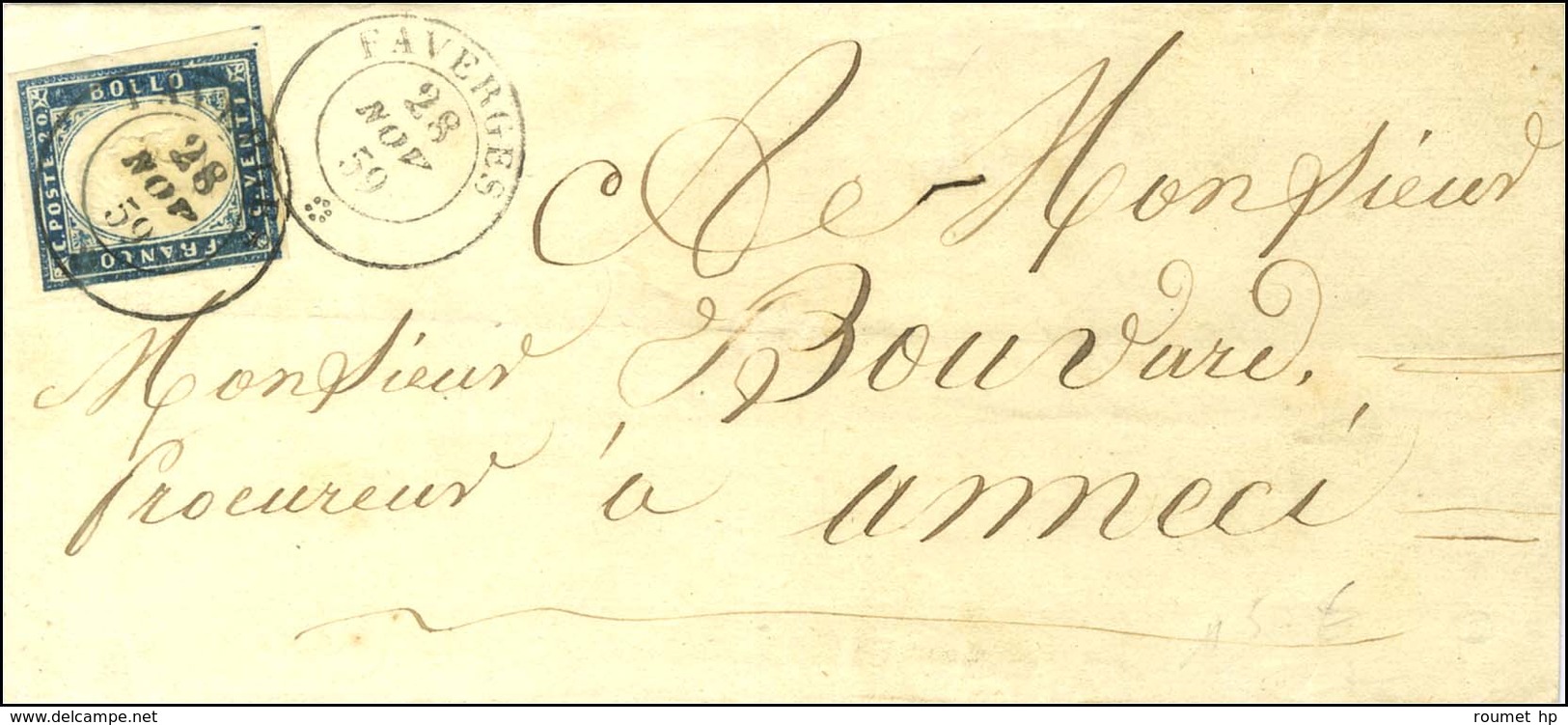 Càd FAVERGES / * / Sardaigne N° 12 Sur Lettre Pour Annecy. 1859. - TB / SUP. - 1849-1876: Classic Period