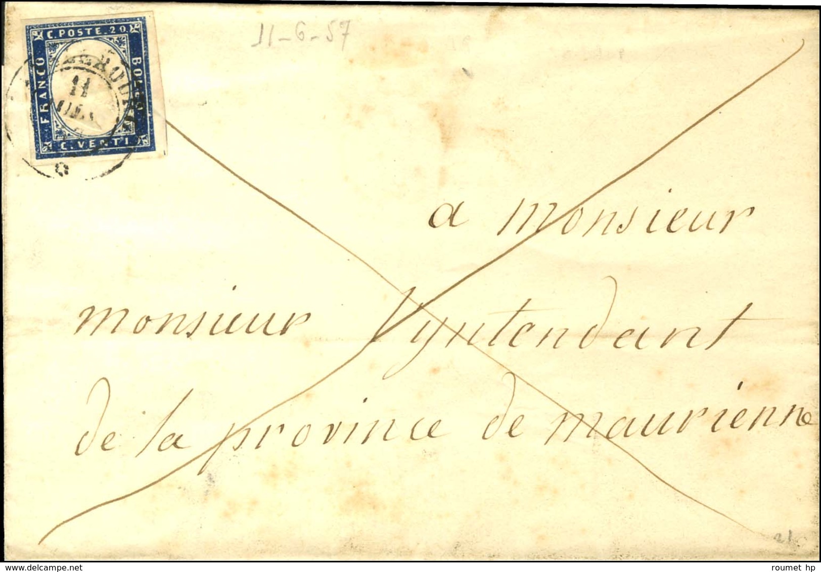Càd LANS LE BOURG / * / Sardaigne N° 12 Sur Lettre Pour St Jean De Maurienne. 1857. - TB. - 1849-1876: Klassieke Periode