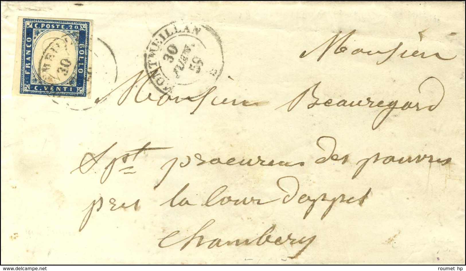 Càd MONTMEILLAN / * / Sardaigne N° 12 Sur Lettre Pour Chambéry. 1859. - TB. - 1849-1876: Klassieke Periode