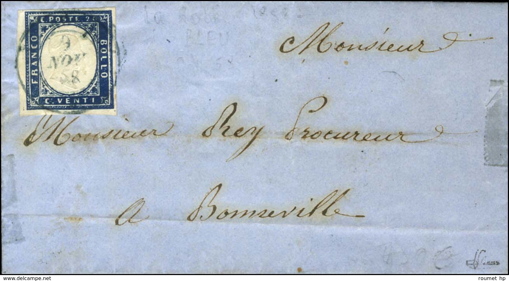 Càd Bleu LA ROCHE / * / Sardaigne N° 12 Sur Lettre Pour Bonneville. 1858. - TB. - R. - 1849-1876: Classic Period