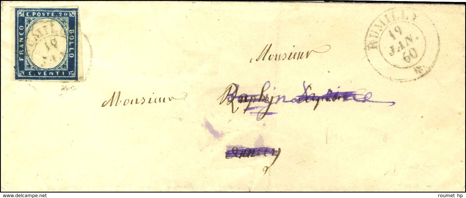 Càd RUMILLY / * / Sardaigne N° 12 Sur Lettre (adresse Biffée) Pour Annecy. 1860. - TB. - 1849-1876: Klassieke Periode