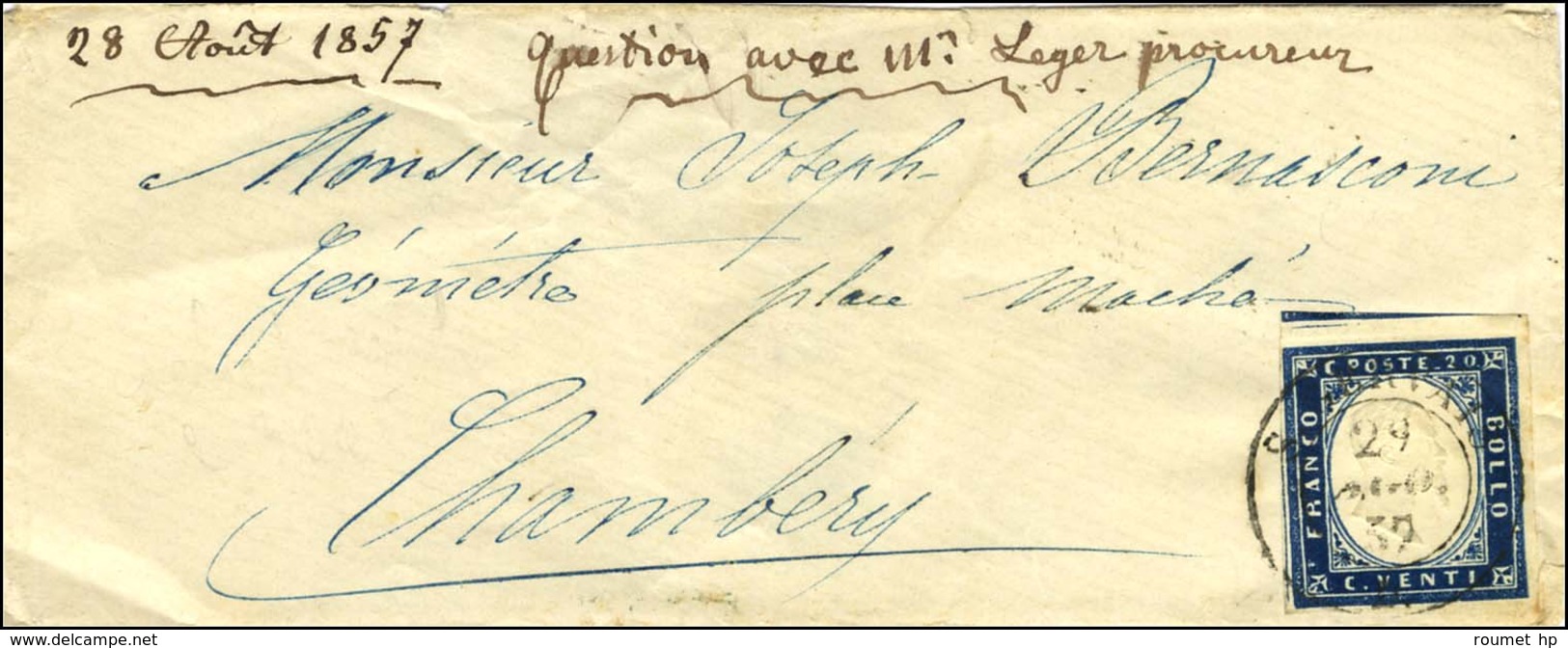 Càd ST GERVAIS / * / Sardaigne N° 12 Sur Lettre Pour Chambéry. 1857. - TB. - 1849-1876: Klassieke Periode