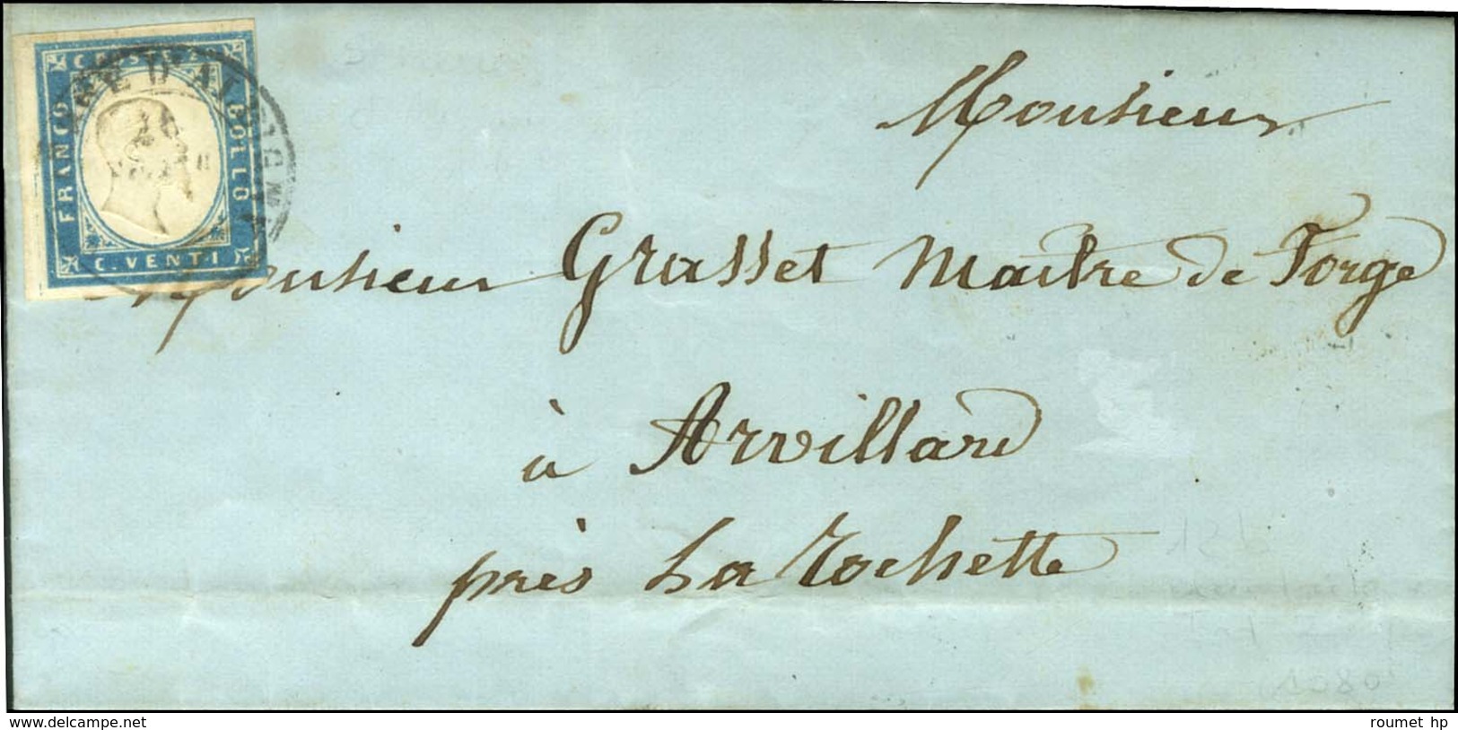 Càd ST PIERRE D'ALBIGNY / * / Sardaigne N° 12 Bleu Clair Sur Lettre Pour Arvillard. 1856. - TB. - 1849-1876: Klassieke Periode