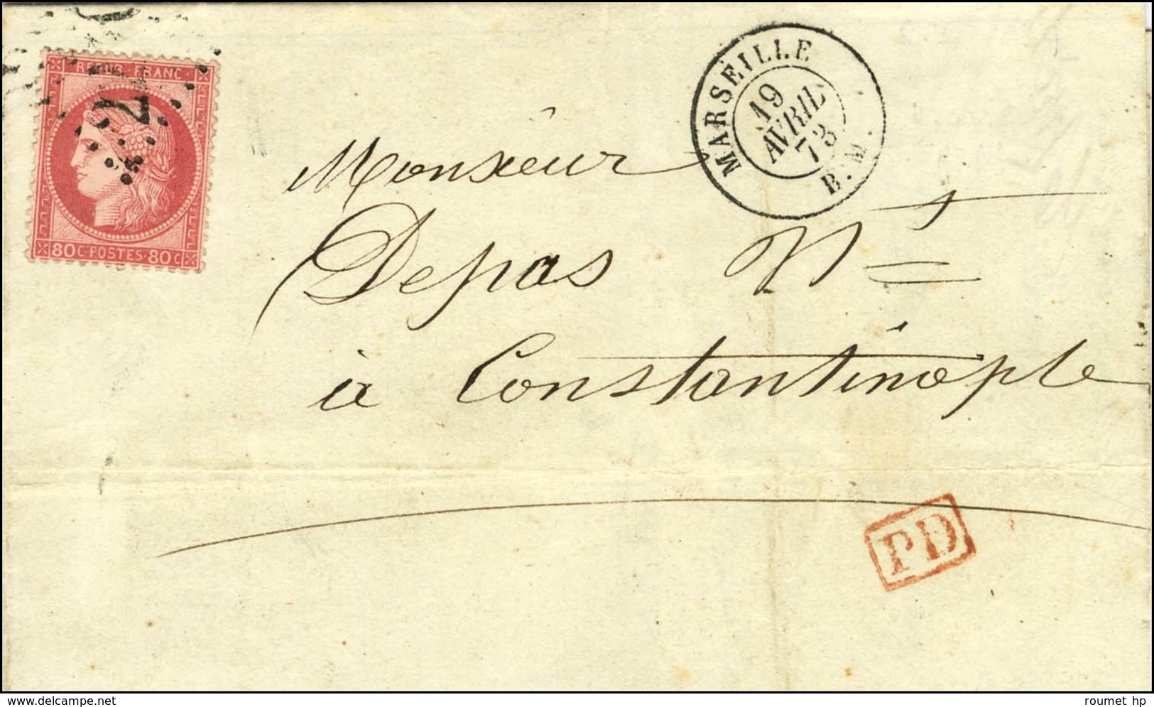 GC 2240 / N° 57 Càd MARSEILLE / B.M. Sur Lettre Pour Constantinople. 1873. - TB / SUP. - Maritime Post