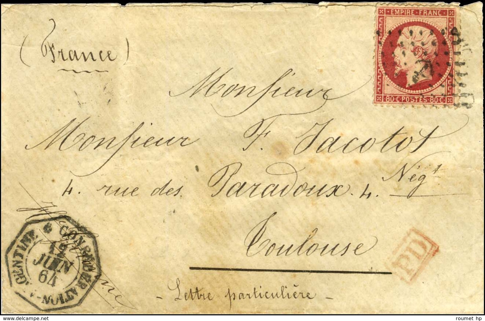 Ancre / N° 24 Càd Octo CONFEDERATION ARGENTINE / * Sur Lettre Pour Toulouse. 1864. - TB / SUP. - R. - Correo Marítimo