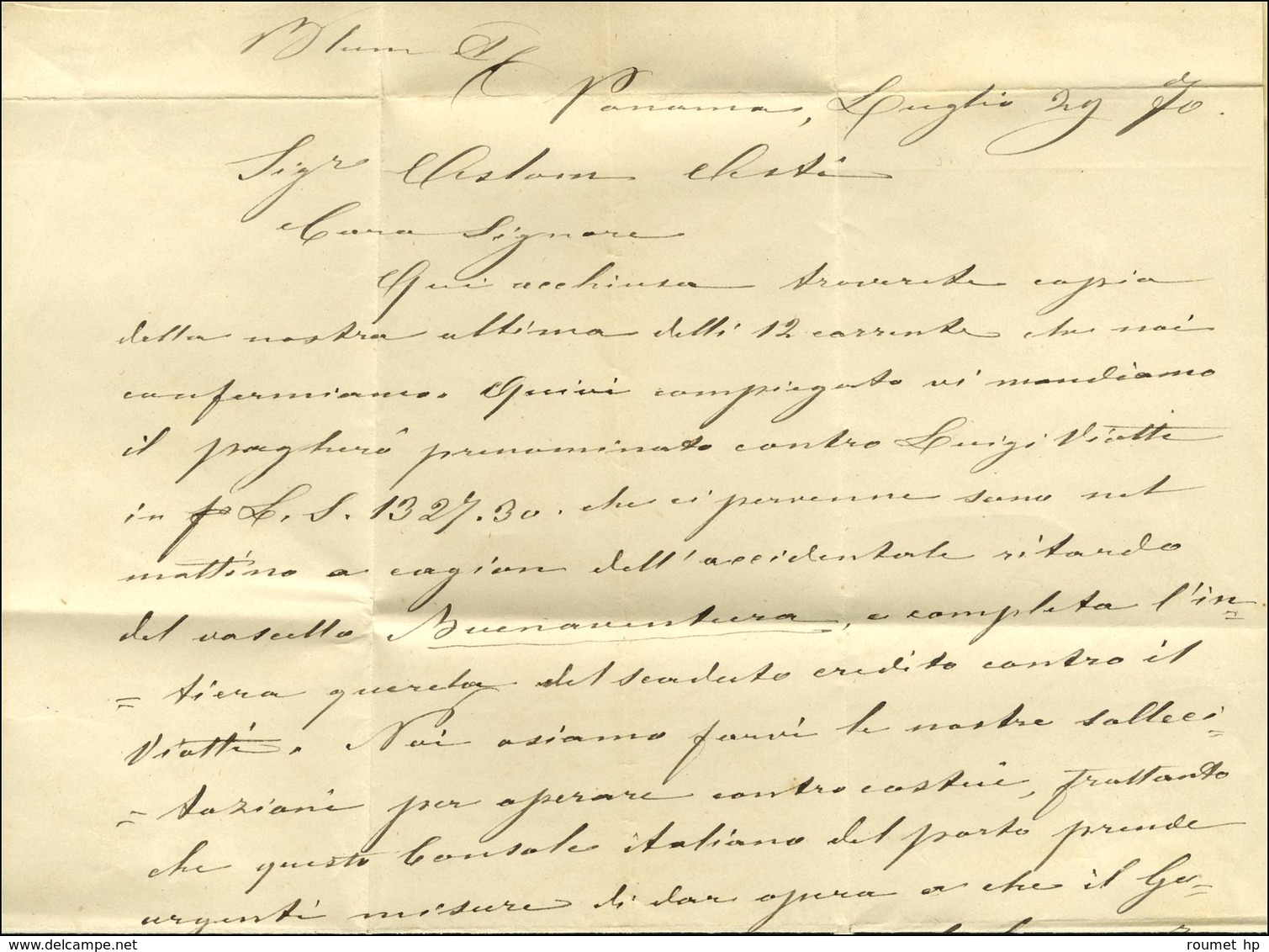 Ancre / N° 32 (3, 1 Ex. Infime Def) Càd Octo ASPINWALL / PAQ.FR.A N° 1 Du 1 AOUT 70 Sur Lettre 2 Ports Avec Texte Daté D - Poste Maritime