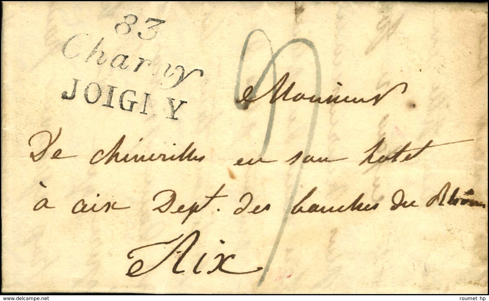 Cursive 83 / Charny / JOIGNY Sur Lettre Avec Texte Daté 1822. - SUP. - Sonstige & Ohne Zuordnung