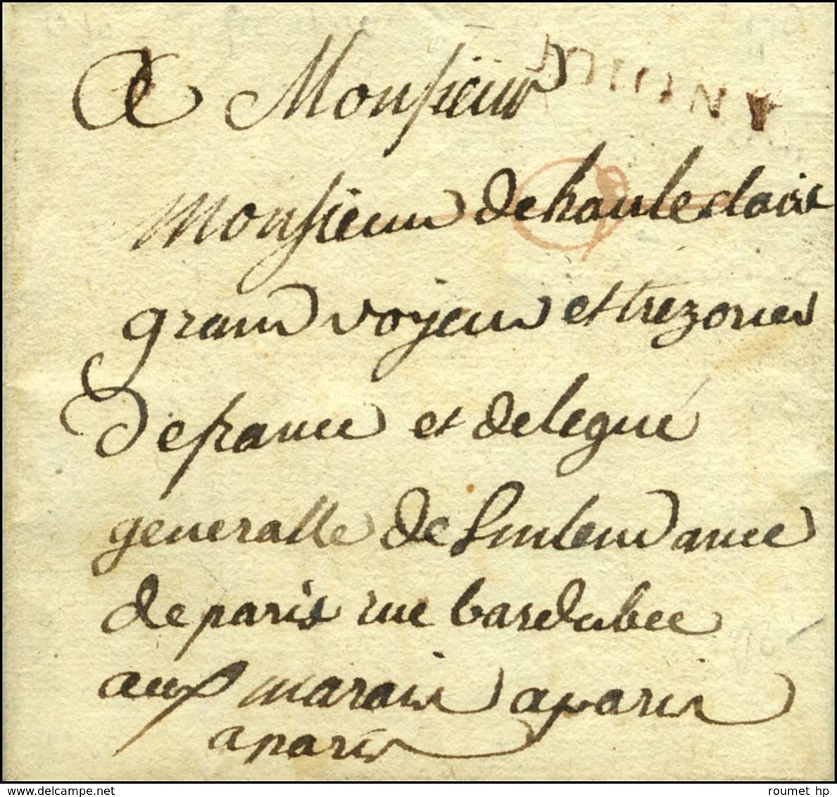 JOIGNY (L N° 3 - 26 Mm) Sur Lettre Avec Texte Daté 1790 Adressée En Franchise à Paris, Au Recto Griffe De Franchise Véri - Andere & Zonder Classificatie