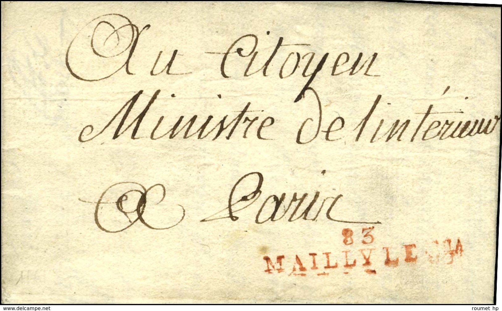 83 / MAILLY-LE-CH Rouge (Mailly-le-Chateau) Sur Lettre Avec Texte Daté 1794 Adressée En Franchise à Paris. - TB / SUP. - Other & Unclassified