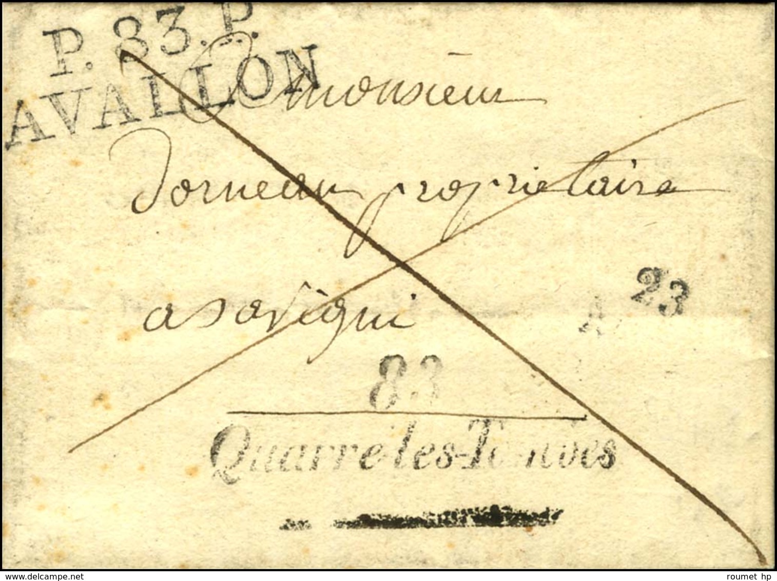 Cursive 83 / Quarré-les-Tombes + P.83.P. / AVALLON Sur Lettre Avec Texte Non Daté. - TB / SUP. - R. - Sonstige & Ohne Zuordnung