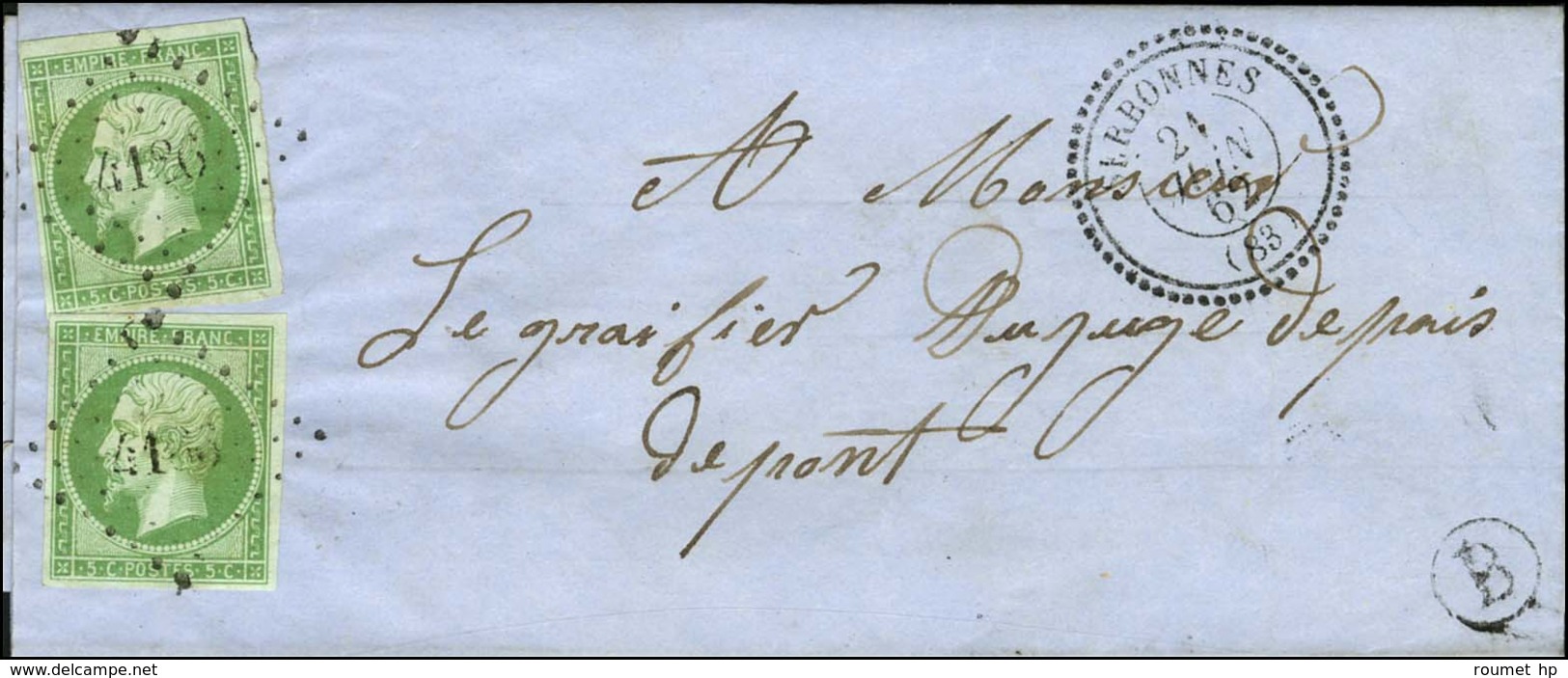 PC 4186 / N° 12 (2) Càd T 22 SERBONNES (83) B Rur B Sur Lettre Avec Texte Daté De Vimeu. 1862. - SUP. - Sonstige & Ohne Zuordnung