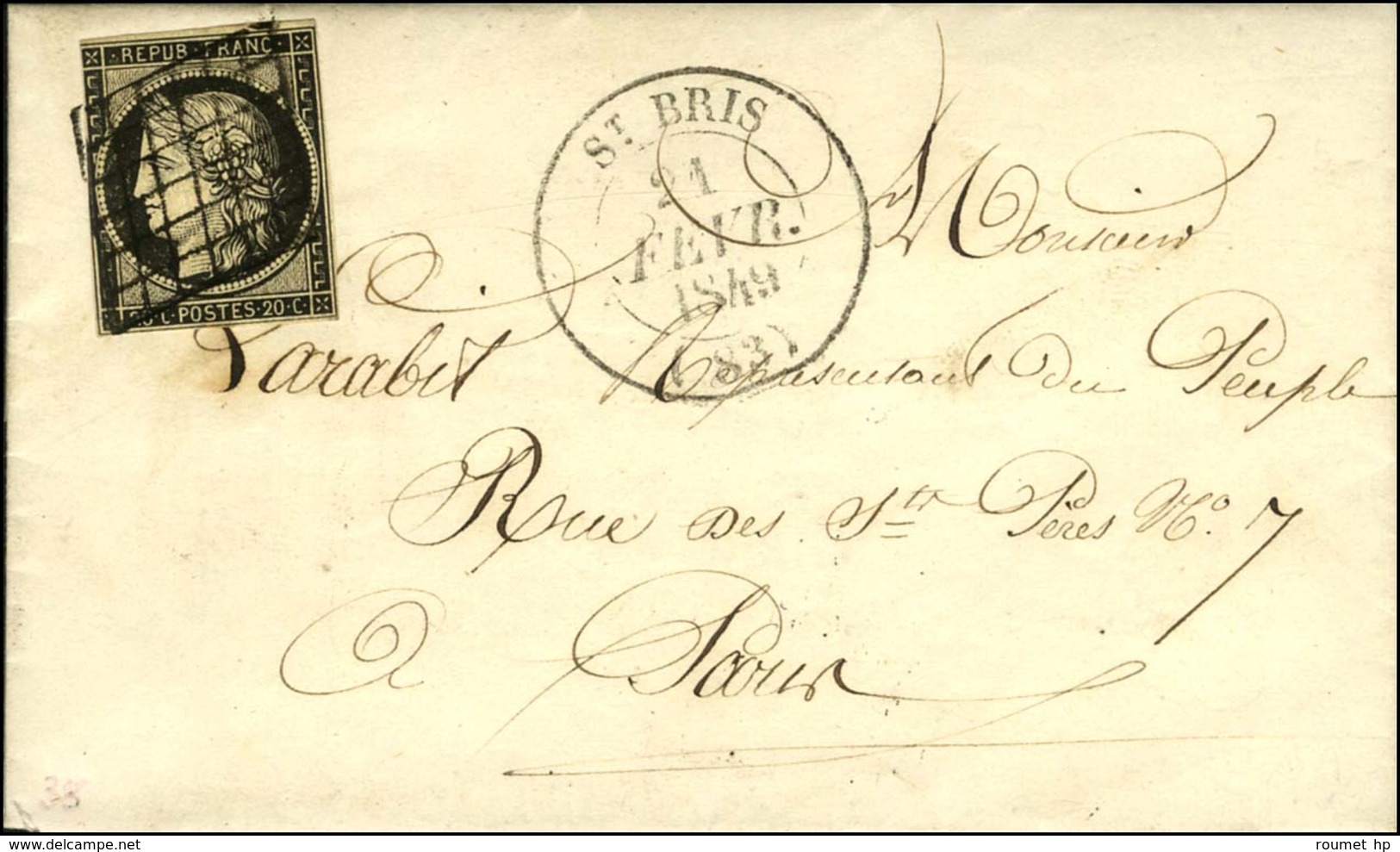 Grille / N° 3 Filet Effleuré Càd T 14 St BRIS (83). 1849. - TB / SUP. - Sonstige & Ohne Zuordnung