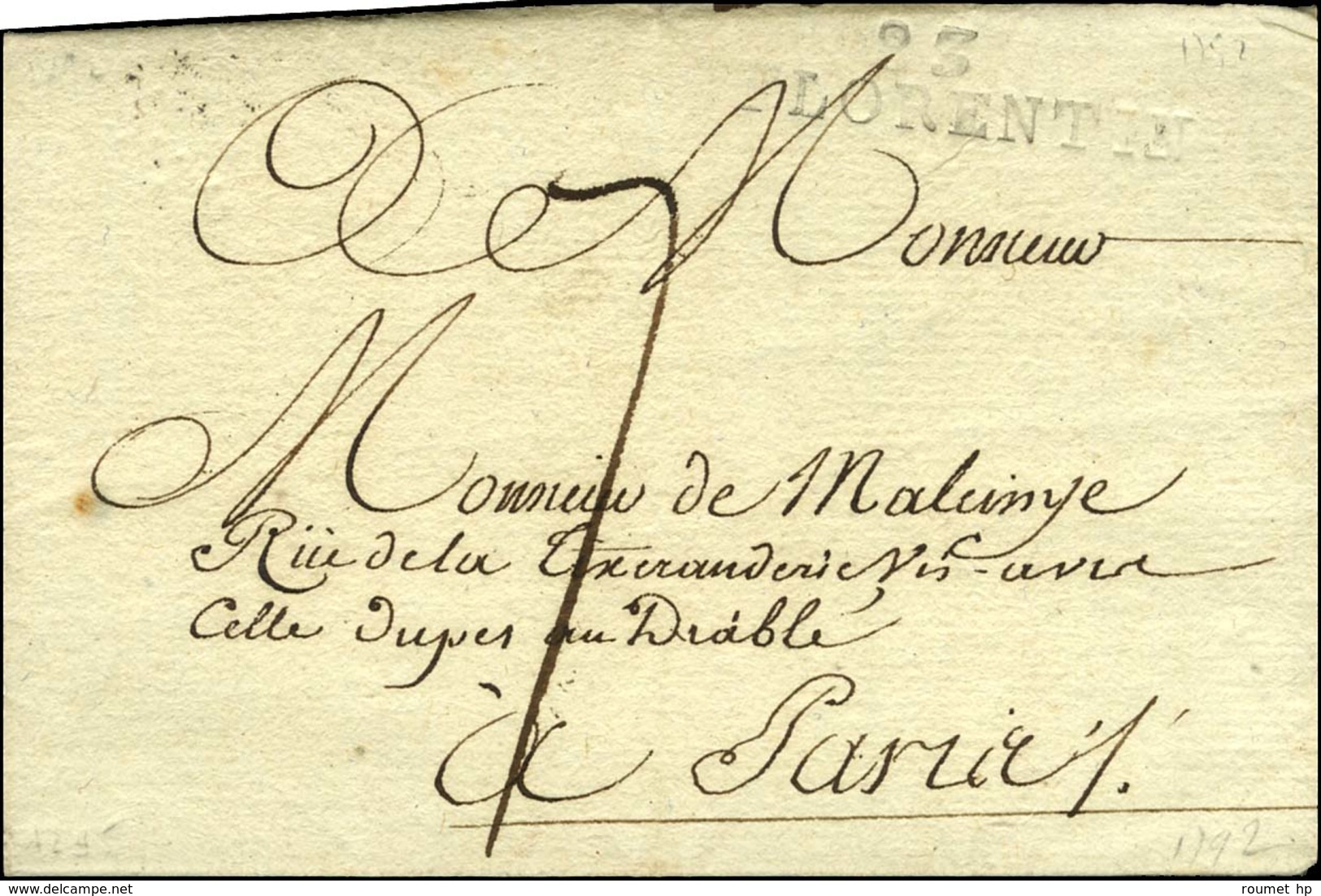 83 / FLORENTIN (St Limé) Sur Lettre Avec Texte Daté De Perecy Le 14 Août 1792 Pour Paris. - TB / SUP. - R. - Andere & Zonder Classificatie