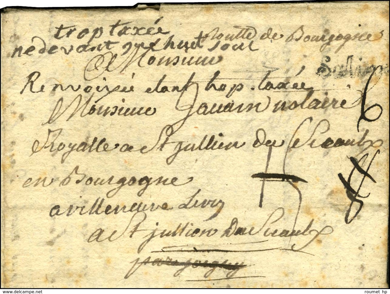 ' Salins ' (L N° 10) Sur Lettre Avec Texte Daté 1773 Pour Villeneuve Le Roi, Au Verso '' Deb De V Le Roy '', Au Recto Ra - Other & Unclassified