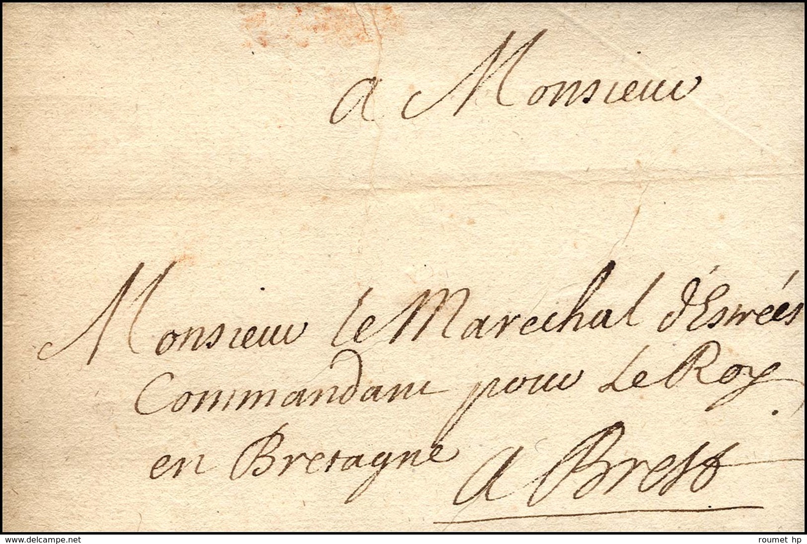 Lettre Avec Texte Daté '' Au Camp De Ville Sur Haine '' Pour Le Maréchal D'Estrées. 1697. - TB. - Sellos De La Armada (antes De 1900)