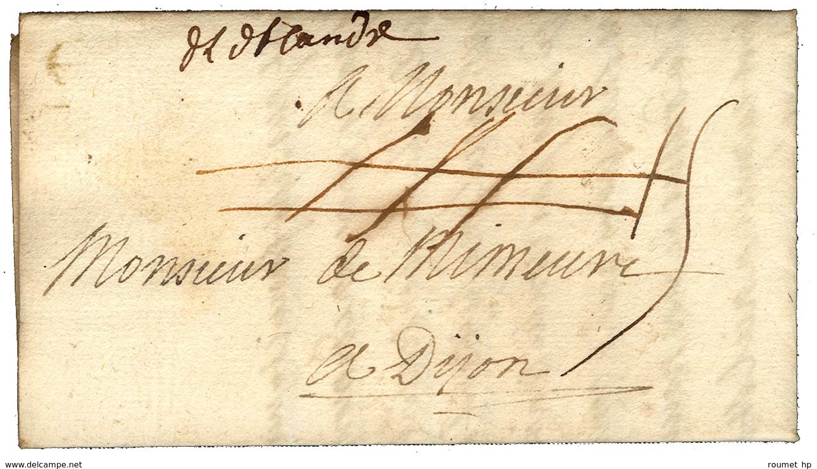 Marque Manuscrite '' De L'Arm De Flandre '' Sur Lettre Avec Texte Daté Au Camp De Duisbourg Le 23 Aout 1705. - TB / SUP. - Legerstempels (voor 1900)