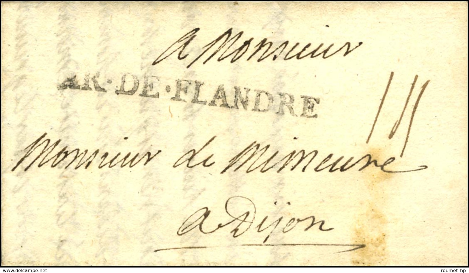 AR.DE.FLANDRE Sur Lettre Avec Texte Daté '' Au Camp De Frelinghein Le 6 Septembre 1706 ''. - TB / SUP. - R. - Sellos De La Armada (antes De 1900)