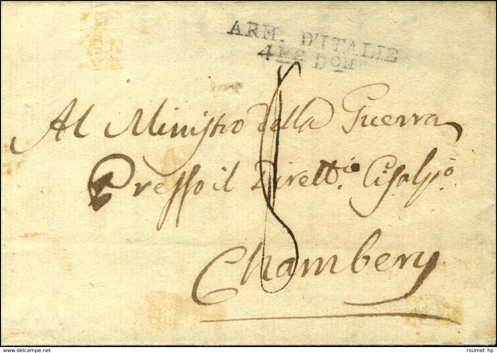 ARM. D'ITALIE / 4me DON Sur Lettre Avec Texte Daté De Nice Le 28 Messidor An 7 Pour Chambéry. - TB / SUP. - Army Postmarks (before 1900)