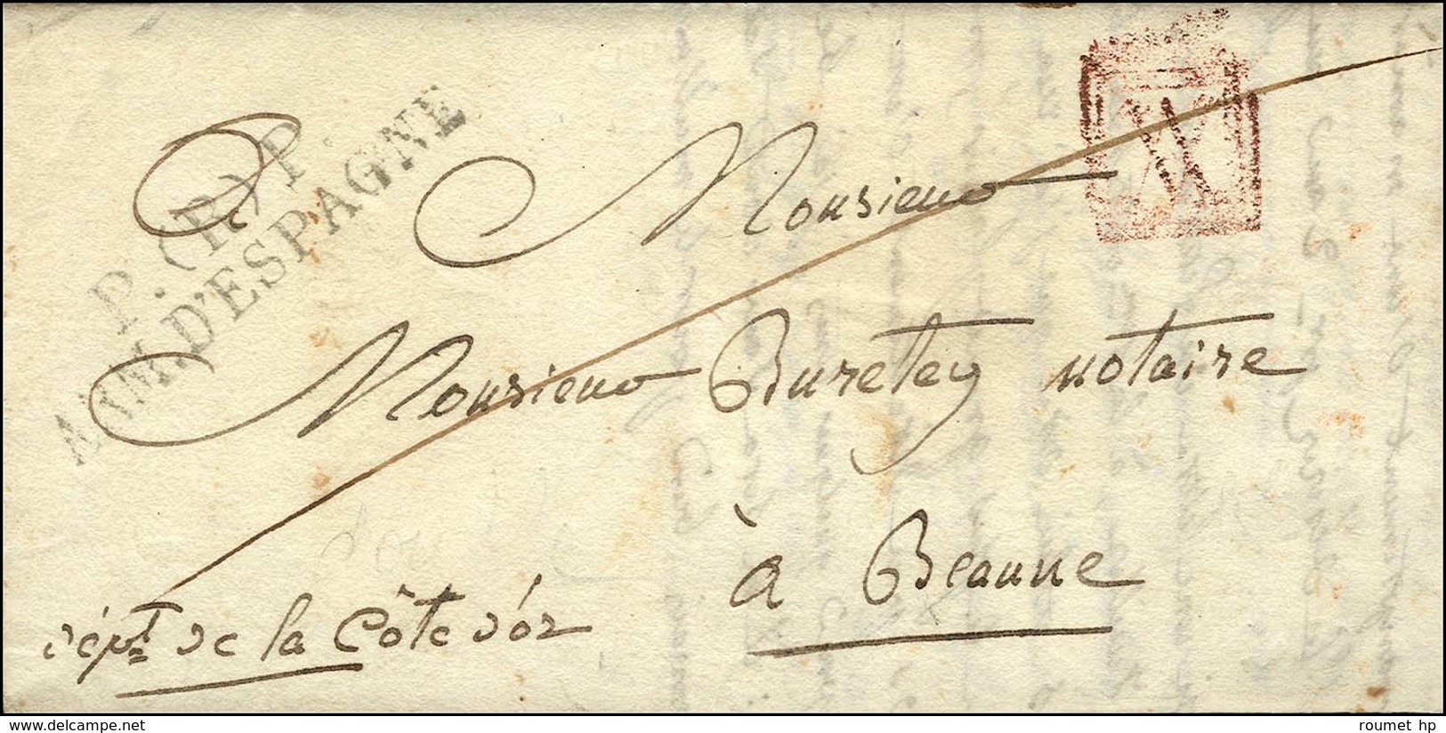 P. (R) P. / ARM.D'ESPAGNE Sur Lettre Avec Texte Daté 1825. - TB / SUP. - R. - Legerstempels (voor 1900)