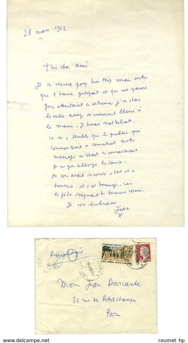 COCTEAU Jean (1889-1963), écrivain, Peintre Et Cinéaste, De L'Académie Française. - Altri & Non Classificati