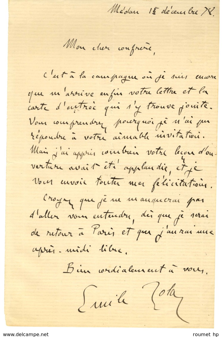 ZOLA Émile (1840-1902), écrivain. - Other & Unclassified