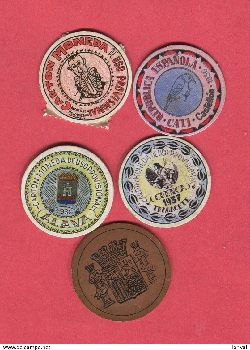 GUERRE CIVILE LOT 5 CARTONES MONEDA  TB 28 -  Necessity Money