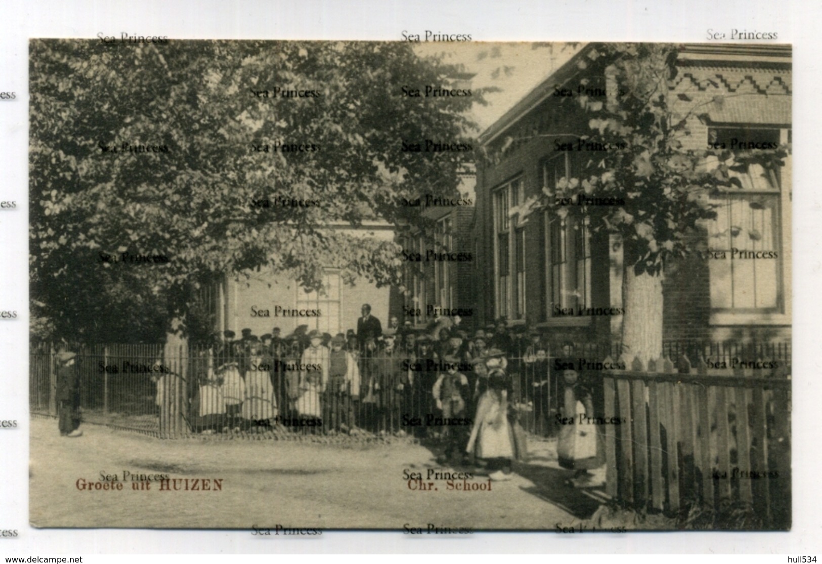 Netherlands Noord Holland Groete Uit Huizen Chr. School 1910s-20s Postcard - Autres & Non Classés