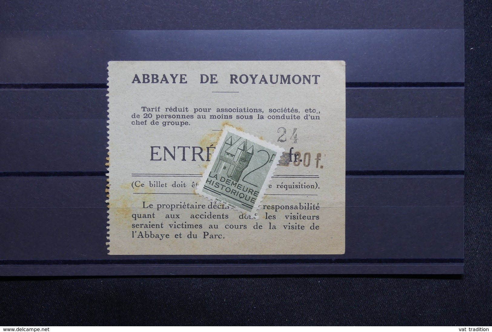 FRANCE - Vignette  Sur Ticket D 'entrée De L 'Abbaye De Royaumont - L 31207 - Tourism (Labels)