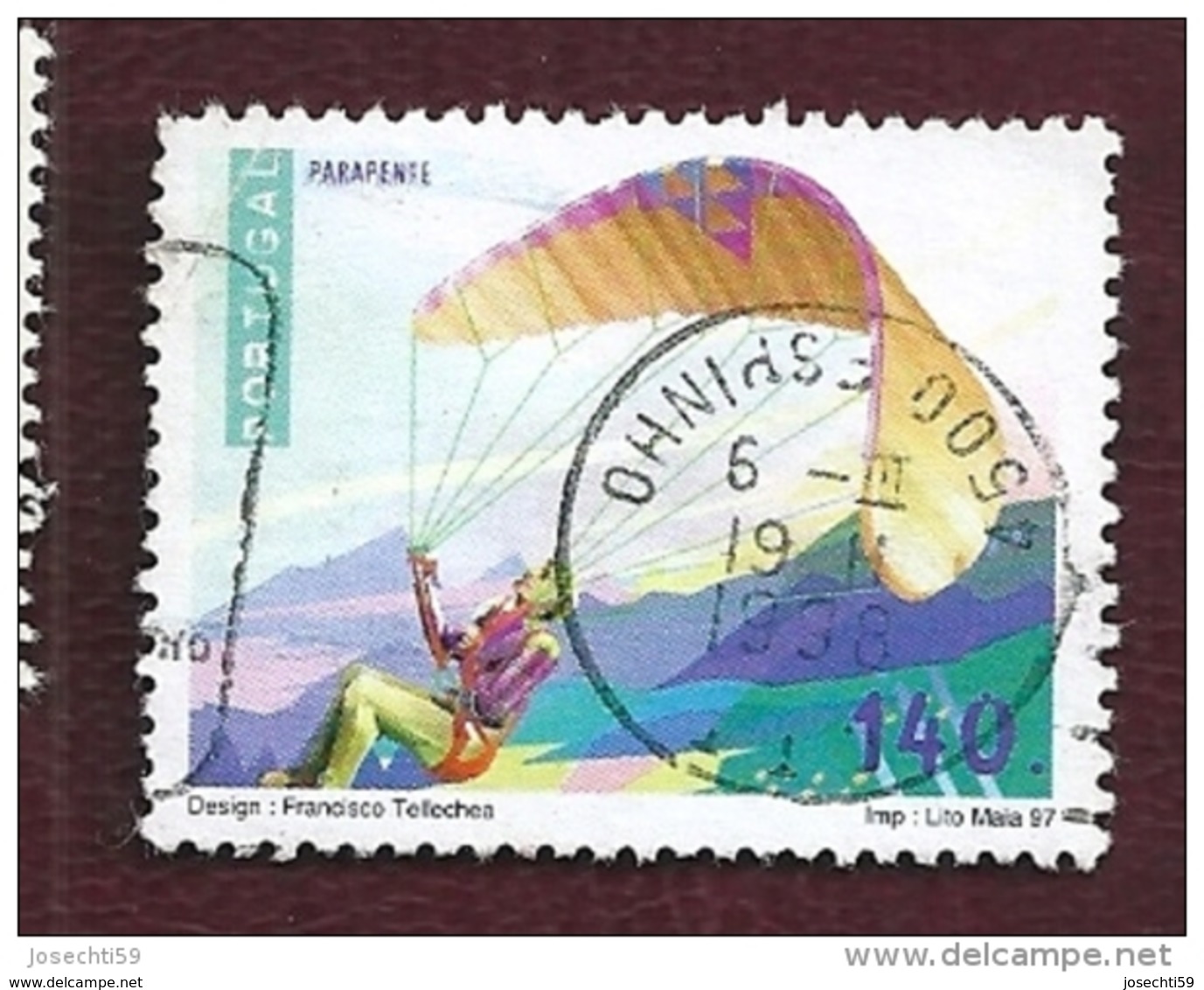 N° 2165 Sports Extrêmes Parapente 140   Timbre Portugal Oblitéré 1997 - Oblitérés