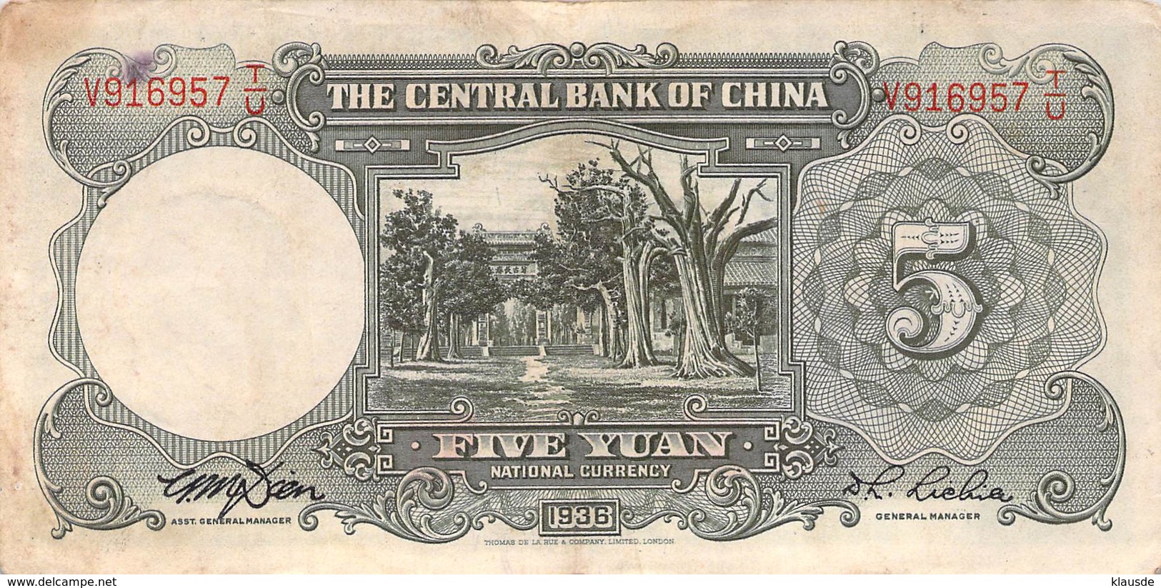 5 Yuan China 1936 VF/F (III) - China