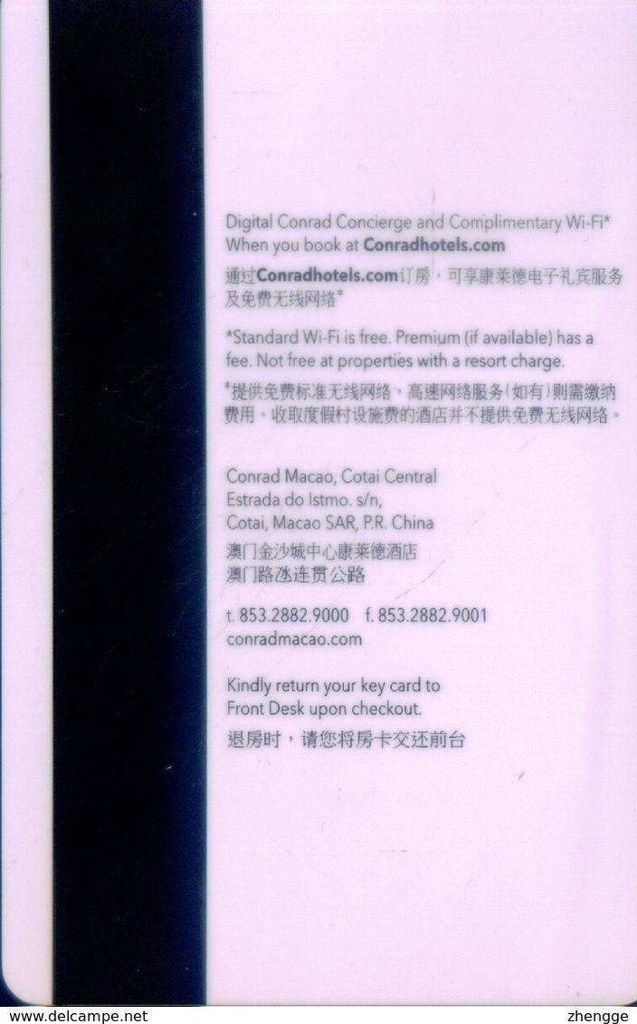 Macau Hotel Key, Conrad Macao Cotai Central (1pcs) - Chiavi Elettroniche Di Alberghi