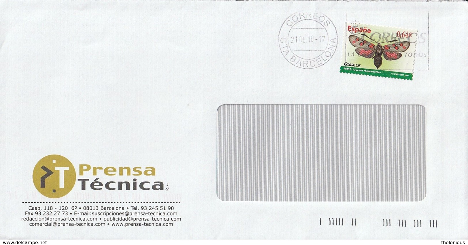 # Lettera Da Spagna Con Francobollo Del 2010 - Farfalla - Storia Postale