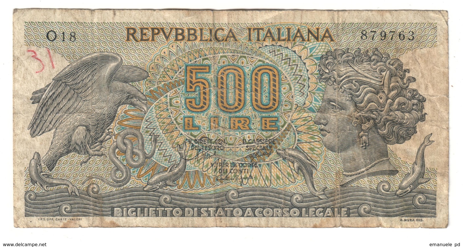 Italy 500 Lire 20/10/1967 - 500 Lire