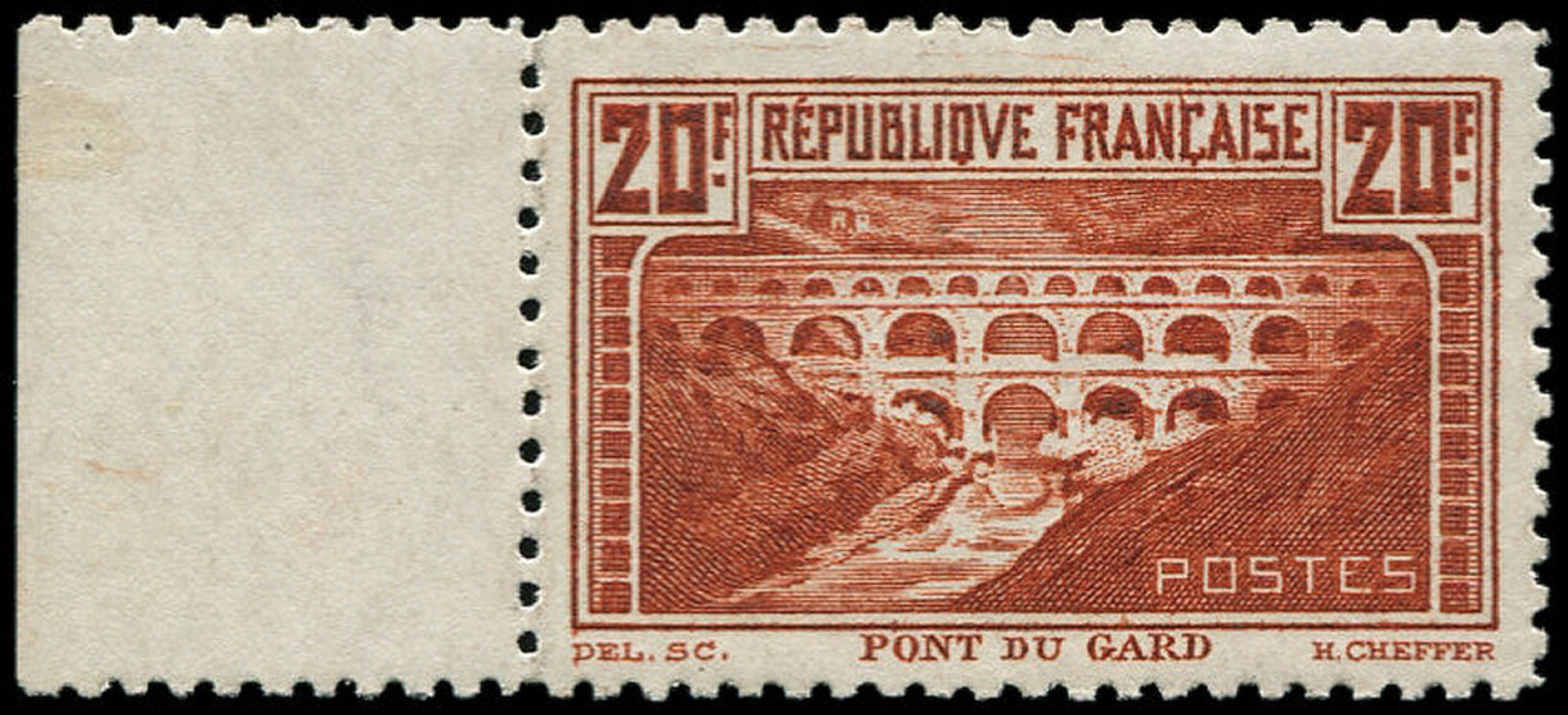 * FRANCE - Poste - 262B, Type I, Dentelé 11 (* Très Légère): 20f. Pont Du Gard - 1849-1850 Ceres