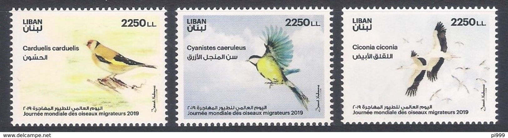 Libano Lebanon [2019] Uccelli Migratori/migratory Birds - Set Of 3 Stamps (MNH) - Autres & Non Classés