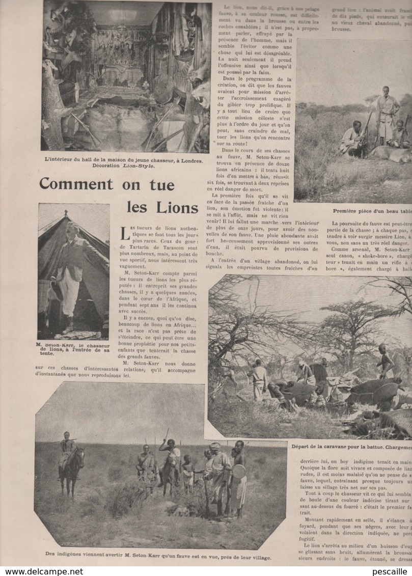 LA VIE AU GRAND AIR 16 09 1900  CHASSE AU LION - ROULEURS DE TONNEAU - CALAIS DOUVRES A LA NAGE - CYCLISME - ROI LAOS - 1900 - 1949