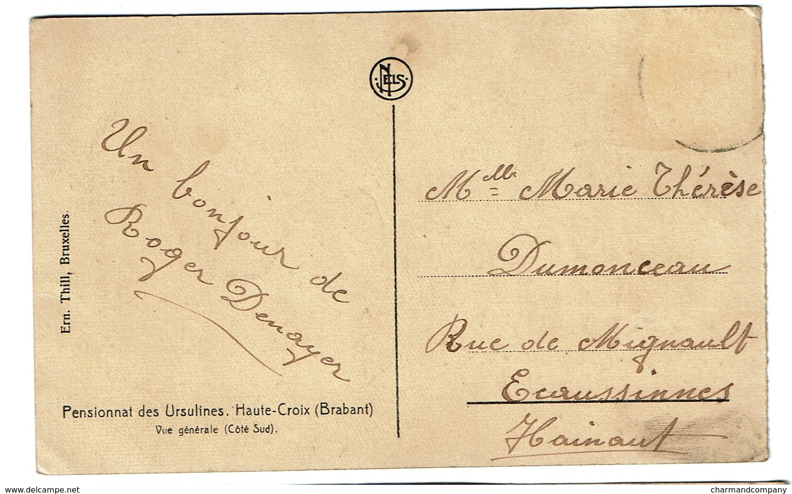 Haute-Croix - Heikruis - Pensionnat Des Ursulines - Vue Générale Côté Sud - Circulée - 2 Scans - Pepingen