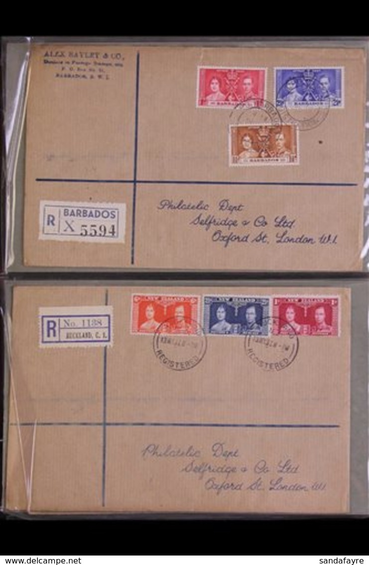 1937 CORONATION OMNIBUS FIRST DAY COVERS Collection Of All Different Registered Covers, Mostly Addressed To Selfridges P - Andere & Zonder Classificatie