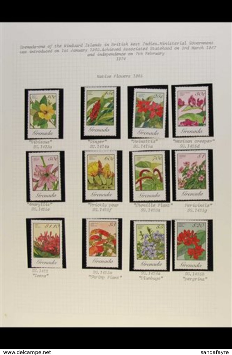 FLORAL 1970'S-1900'S ALL WORLD NEVER HINGED MINT COLLECTION In Mounts On Album Pages, ALL DIFFERENT & Includes Uganda 19 - Non Classés