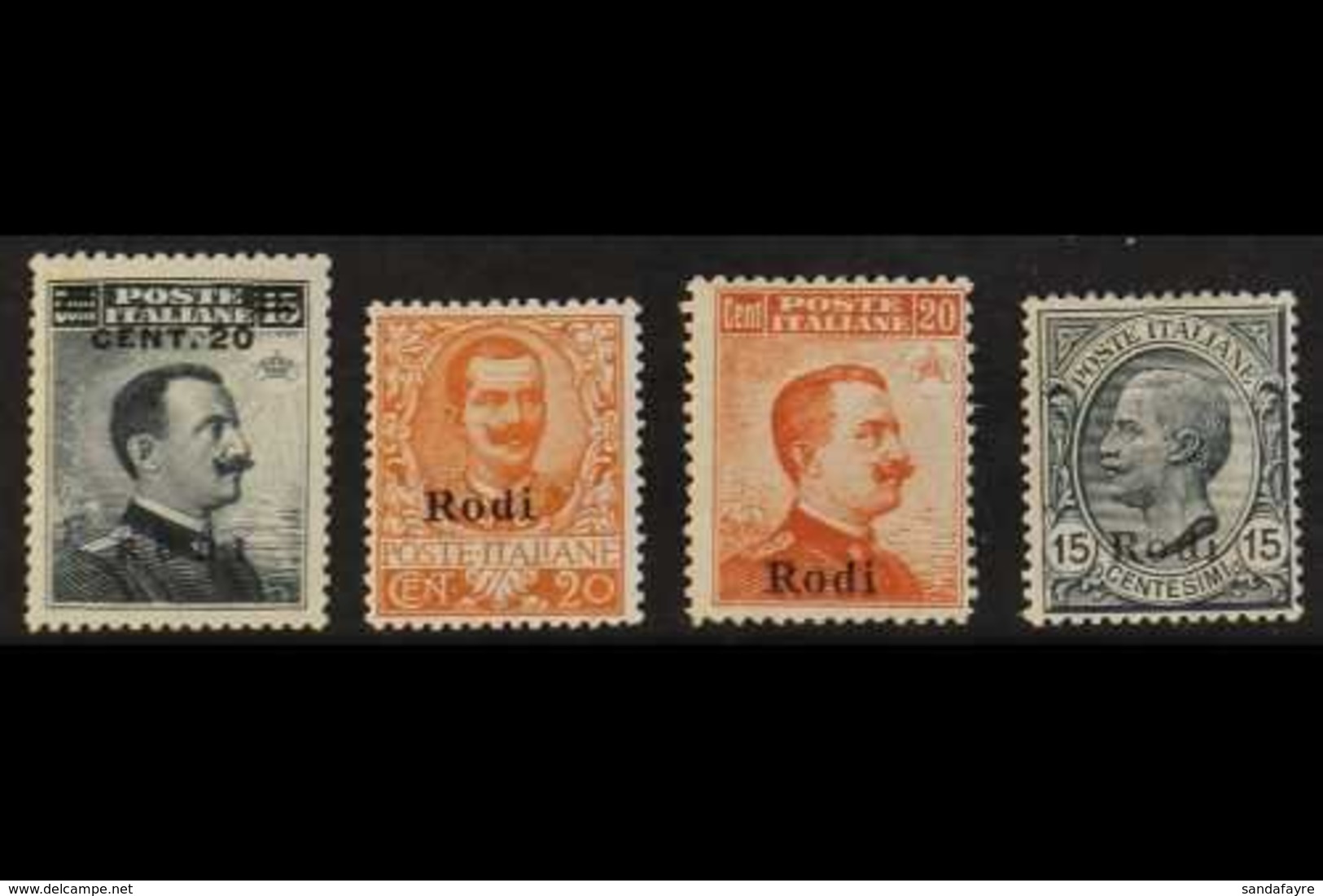 RODI 1919-18 20c On 15c, 20c Orange, 20c Orange No Watermark & 15c Grey, Sassone 8/11, Mi 10X/13X, Good To Fine Mint (4  - Egée