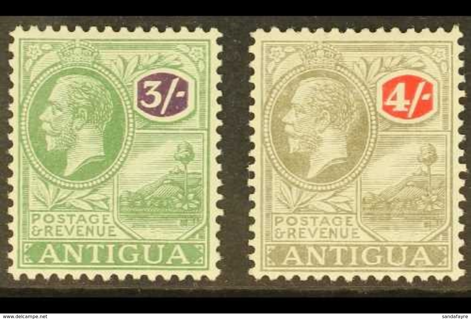 1922 3s Green & Violet And 4s Grey Black & Red, SG 79/80, Fine Mint Top Values. (2 Stamps) For More Images, Please Visit - Sonstige & Ohne Zuordnung