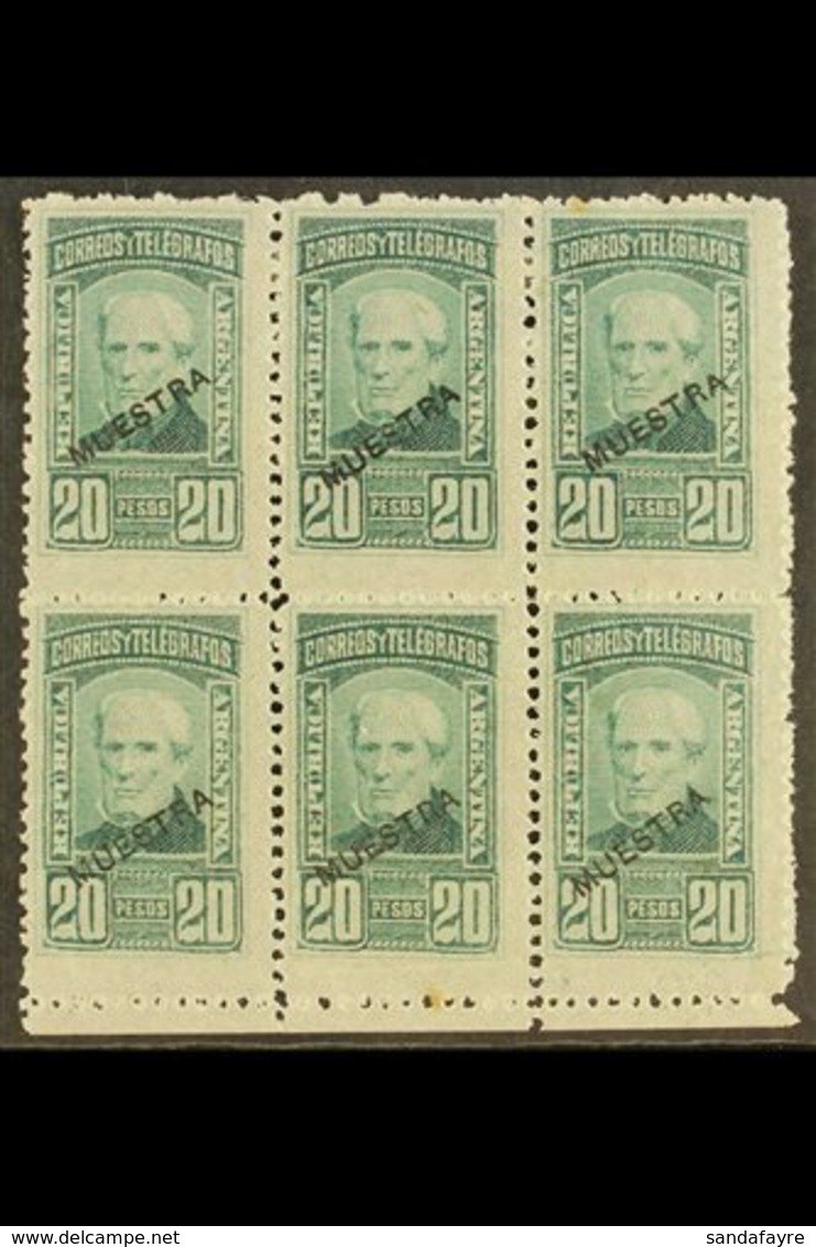 1891 20p Green Admiral Brown, Sc 88, Superb Marginal Mint Block Overprinted "Muestra" (specimen) In Black (6 Stamps) For - Sonstige & Ohne Zuordnung