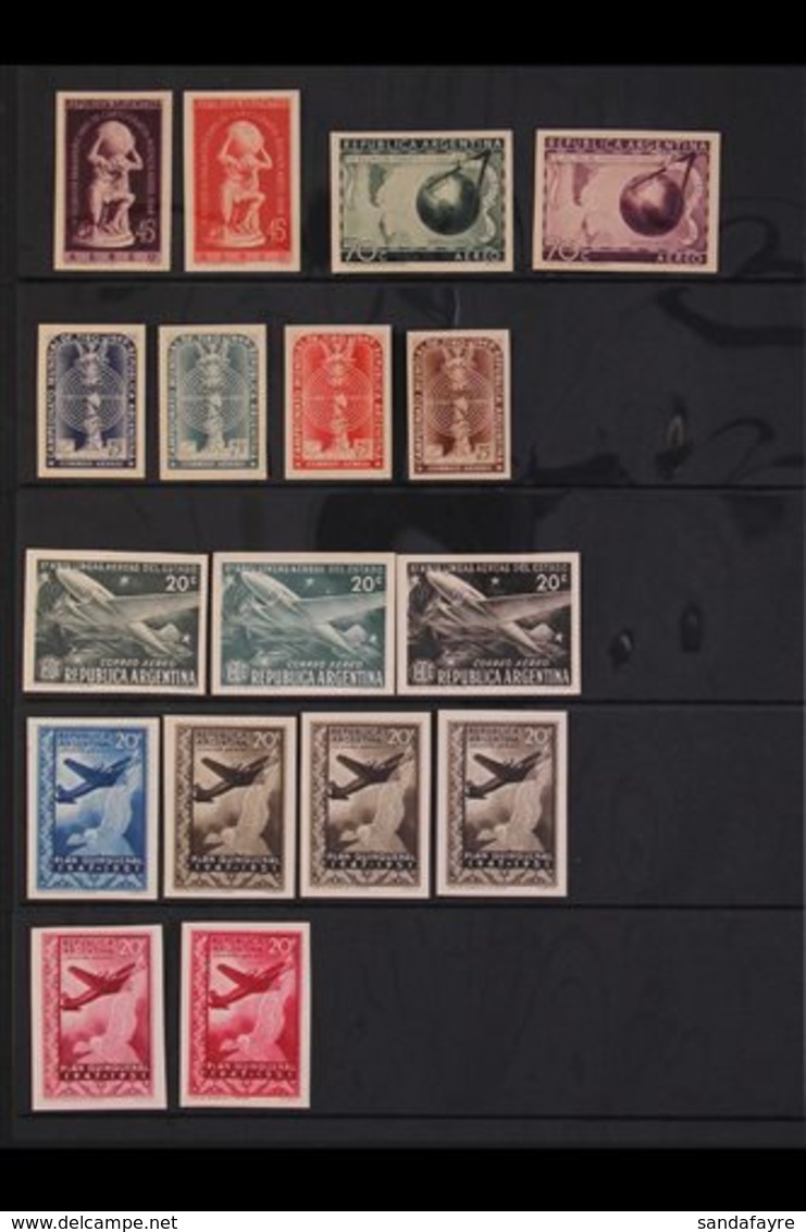 1948-51 AIRMAIL IMPERF COLOUR TRIALS An Attractive Assembly On A Stock Page, Up To Four Different Colours Of A Value, Be - Sonstige & Ohne Zuordnung