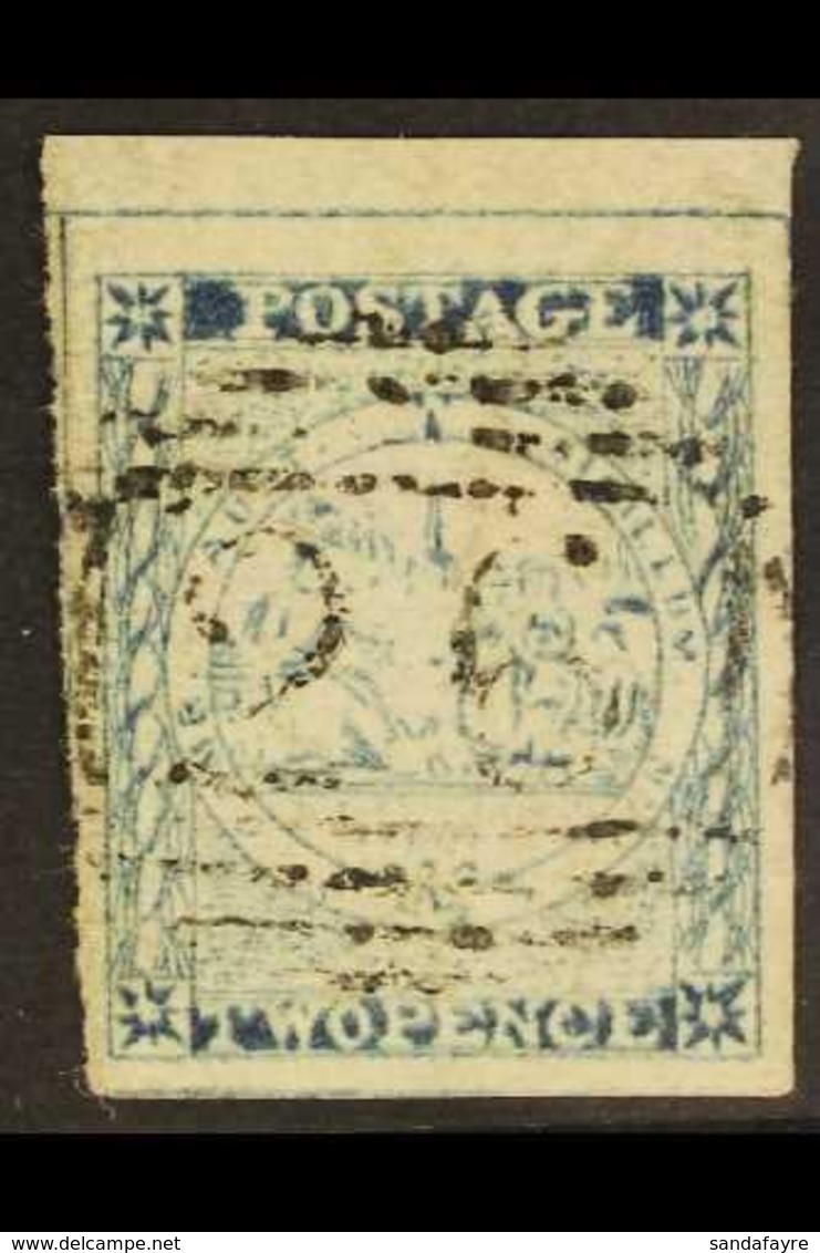 NEW SOUTH WALES 1850 2d Bright Blue Sydney View, Plate II Worn Impression, NO WHIP, SG 24e, Four Margins And Neat Uprigh - Otros & Sin Clasificación